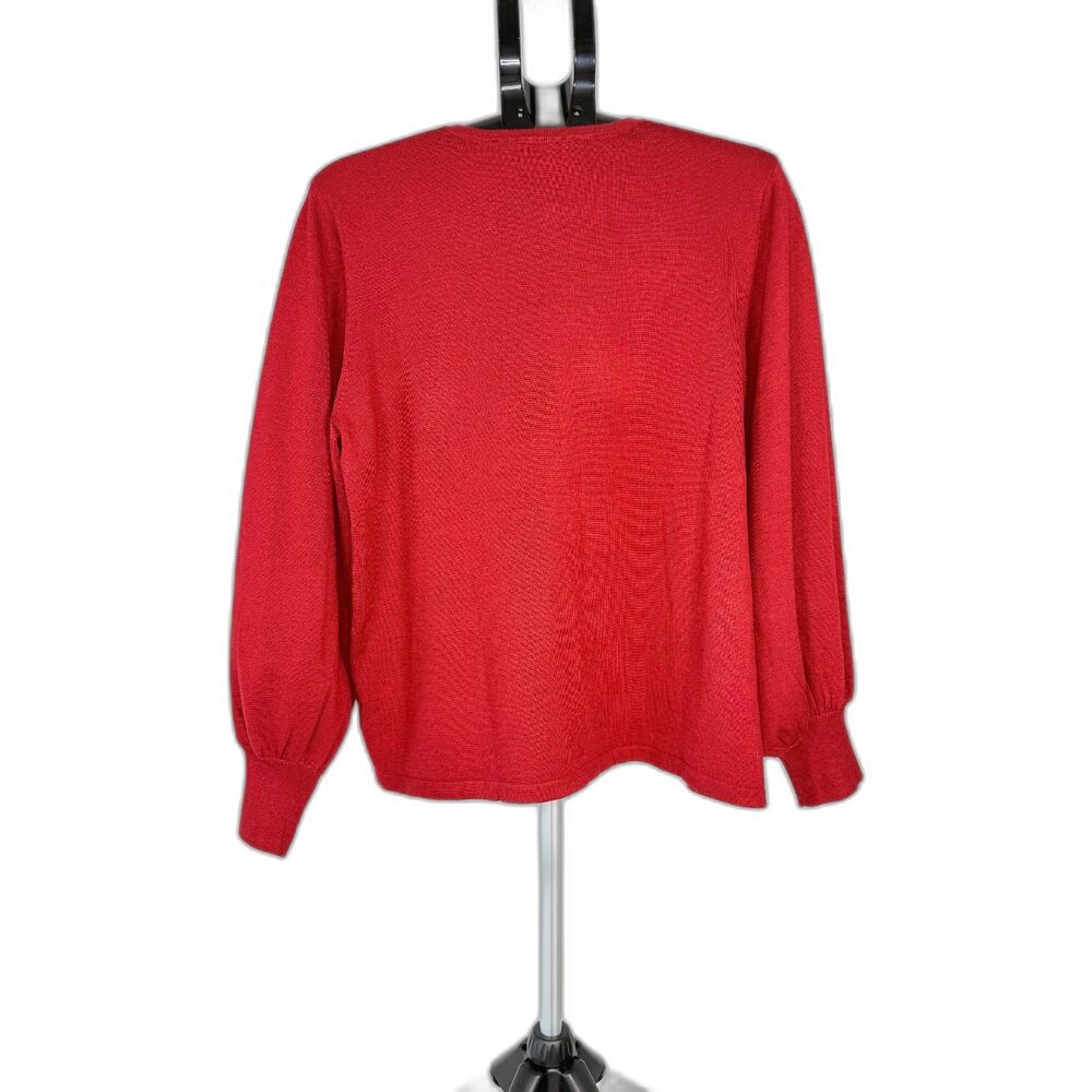 Vintage Bob Mackie Wearable Art Red Geometric Embroidered Cardigan Sweater Large - Picture 2 of 6
